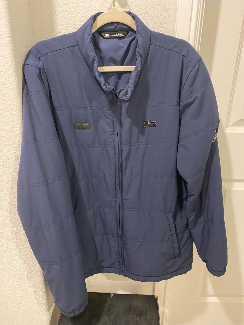 Travis Mathew Men's Blue Quilted Puffer Jacket